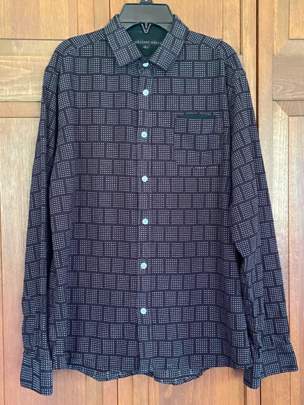 Impatient Wolves Men's Black and Grey Patterned Button-Down Dress Shirt